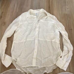 SPANX  Sheer Ivory Button-Down Shirt
